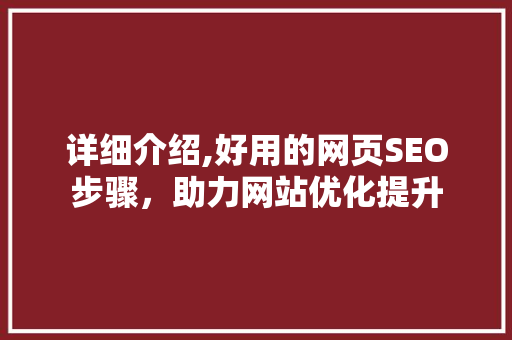 详细介绍,好用的网页SEO步骤，助力网站优化提升