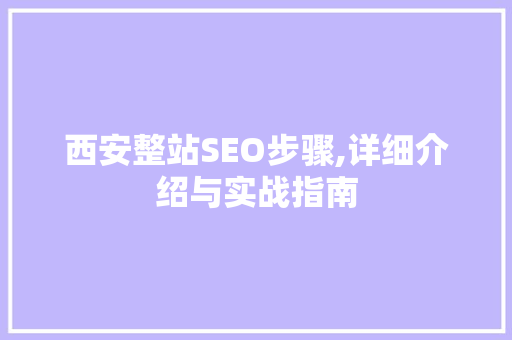 西安整站SEO步骤,详细介绍与实战指南