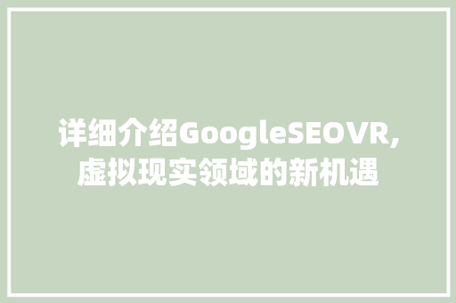 详细介绍GoogleSEOVR,虚拟现实领域的新机遇