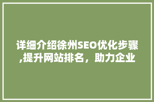 详细介绍徐州SEO优化步骤,提升网站排名，助力企业腾飞