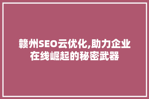 赣州SEO云优化,助力企业在线崛起的秘密武器