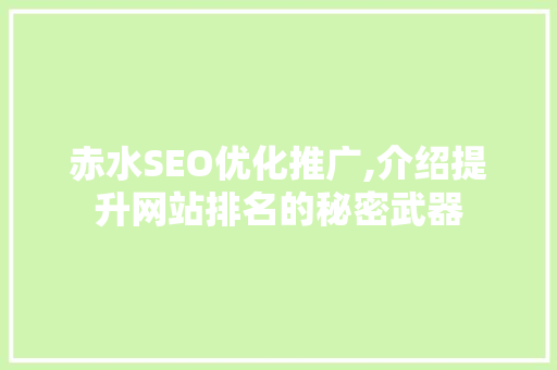 赤水SEO优化推广,介绍提升网站排名的秘密武器