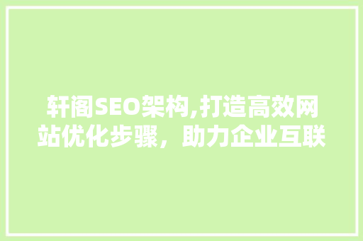 轩阁SEO架构,打造高效网站优化步骤，助力企业互联网营销