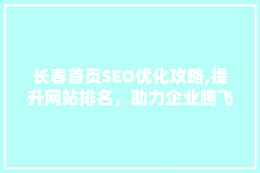 长春首页SEO优化攻略,提升网站排名，助力企业腾飞