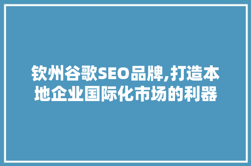 钦州谷歌SEO品牌,打造本地企业国际化市场的利器