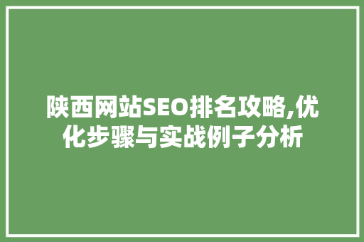 陕西网站SEO排名攻略,优化步骤与实战例子分析