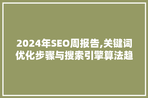 2024年SEO周报告,关键词优化步骤与搜索引擎算法趋势分析