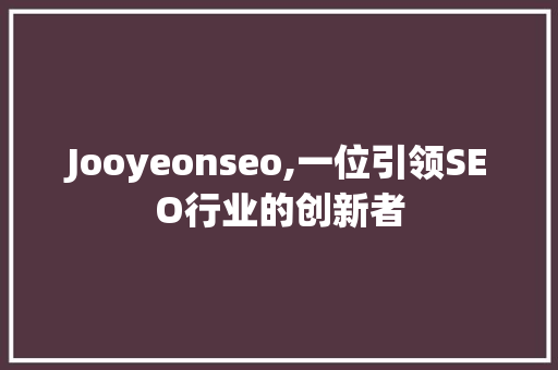 Jooyeonseo,一位引领SEO行业的创新者
