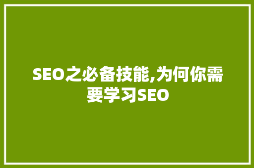 SEO之必备技能,为何你需要学习SEO