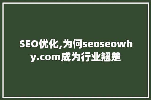SEO优化,为何seoseowhy.com成为行业翘楚