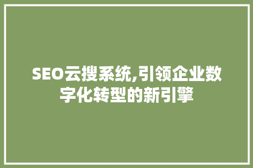 SEO云搜系统,引领企业数字化转型的新引擎