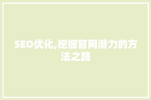 SEO优化,挖掘官网潜力的方法之路