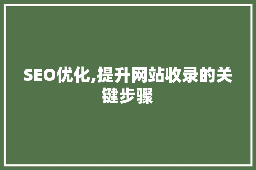 SEO优化,提升网站收录的关键步骤