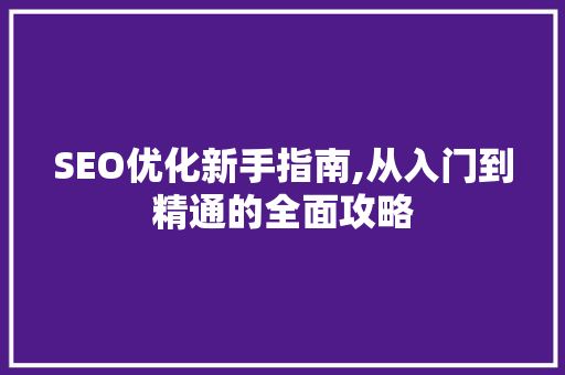 SEO优化新手指南,从入门到精通的全面攻略