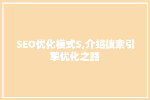 SEO优化模式S,介绍搜索引擎优化之路