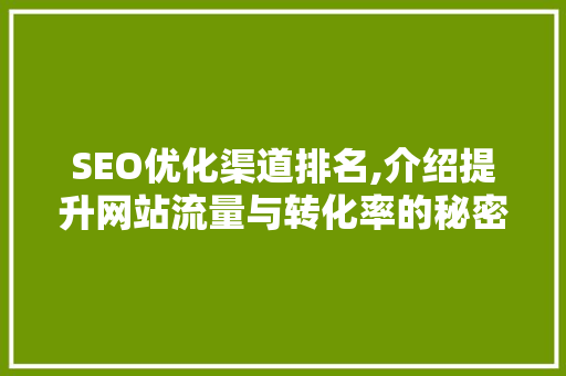 SEO优化渠道排名,介绍提升网站流量与转化率的秘密武器
