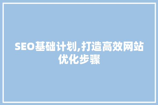 SEO基础计划,打造高效网站优化步骤