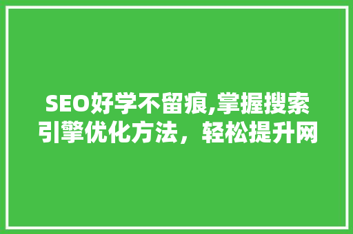 SEO好学不留痕,掌握搜索引擎优化方法，轻松提升网站排名
