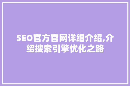 SEO官方官网详细介绍,介绍搜索引擎优化之路