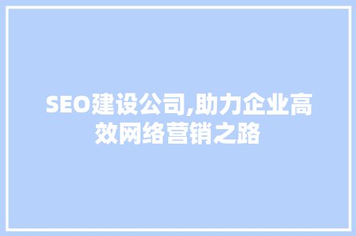 SEO建设公司,助力企业高效网络营销之路