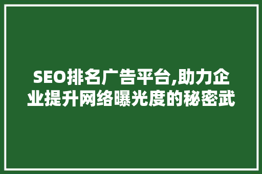SEO排名广告平台,助力企业提升网络曝光度的秘密武器
