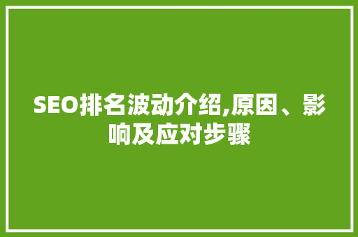 SEO排名波动介绍,原因、影响及应对步骤
