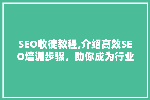 SEO收徒教程,介绍高效SEO培训步骤，助你成为行业佼佼者
