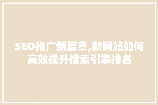 SEO推广新篇章,新网站如何高效提升搜索引擎排名