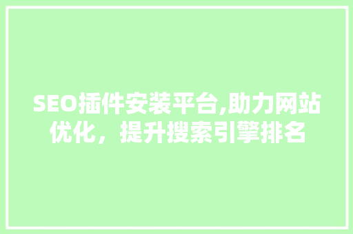 SEO插件安装平台,助力网站优化，提升搜索引擎排名
