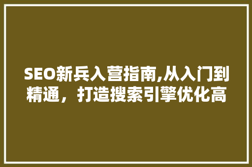 SEO新兵入营指南,从入门到精通，打造搜索引擎优化高手