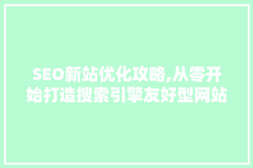 SEO新站优化攻略,从零开始打造搜索引擎友好型网站
