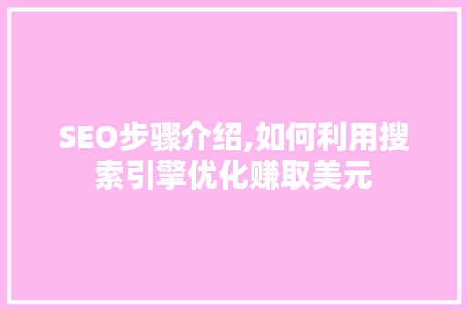 SEO步骤介绍,如何利用搜索引擎优化赚取美元