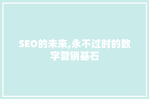 SEO的未来,永不过时的数字营销基石