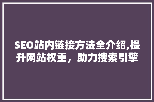 SEO站内链接方法全介绍,提升网站权重，助力搜索引擎优化