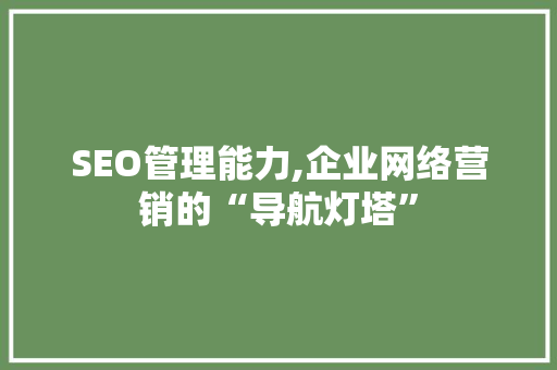 SEO管理能力,企业网络营销的“导航灯塔”