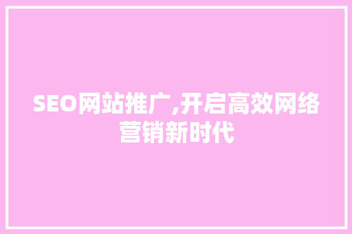 SEO网站推广,开启高效网络营销新时代