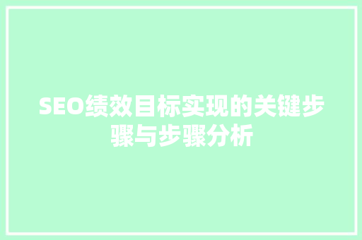 SEO绩效目标实现的关键步骤与步骤分析