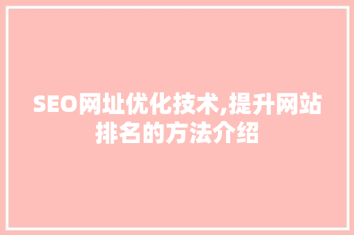 SEO网址优化技术,提升网站排名的方法介绍