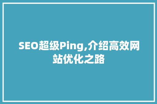 SEO超级Ping,介绍高效网站优化之路