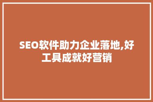 SEO软件助力企业落地,好工具成就好营销