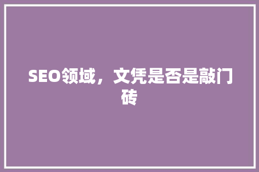 SEO领域，文凭是否是敲门砖