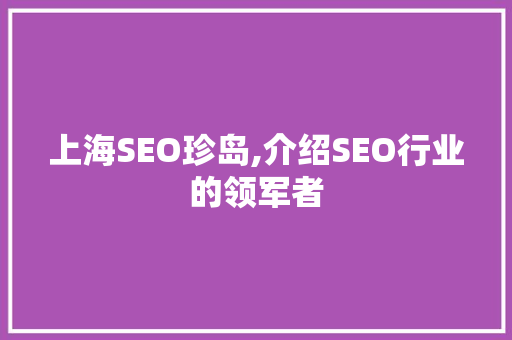 上海SEO珍岛,介绍SEO行业的领军者