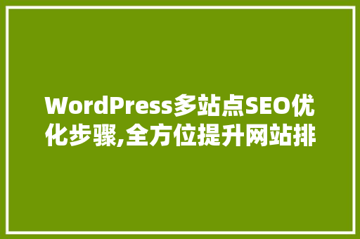 WordPress多站点SEO优化步骤,全方位提升网站排名与用户体验