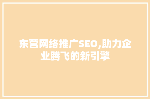 东营网络推广SEO,助力企业腾飞的新引擎