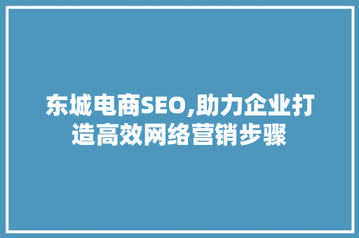 东城电商SEO,助力企业打造高效网络营销步骤