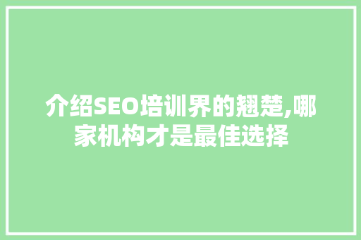介绍SEO培训界的翘楚,哪家机构才是最佳选择