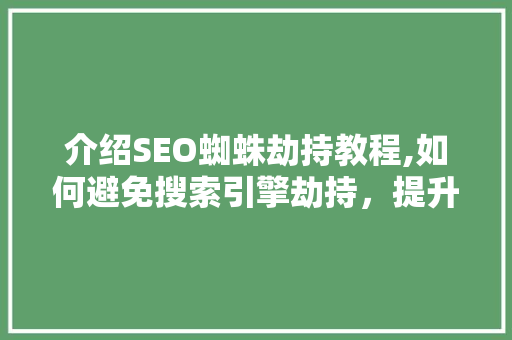 介绍SEO蜘蛛劫持教程,如何避免搜索引擎劫持，提升网站排名