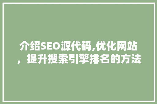 介绍SEO源代码,优化网站，提升搜索引擎排名的方法