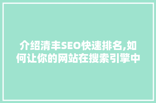 介绍清丰SEO快速排名,如何让你的网站在搜索引擎中脱颖而出