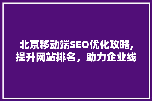 北京移动端SEO优化攻略,提升网站排名，助力企业线上发展